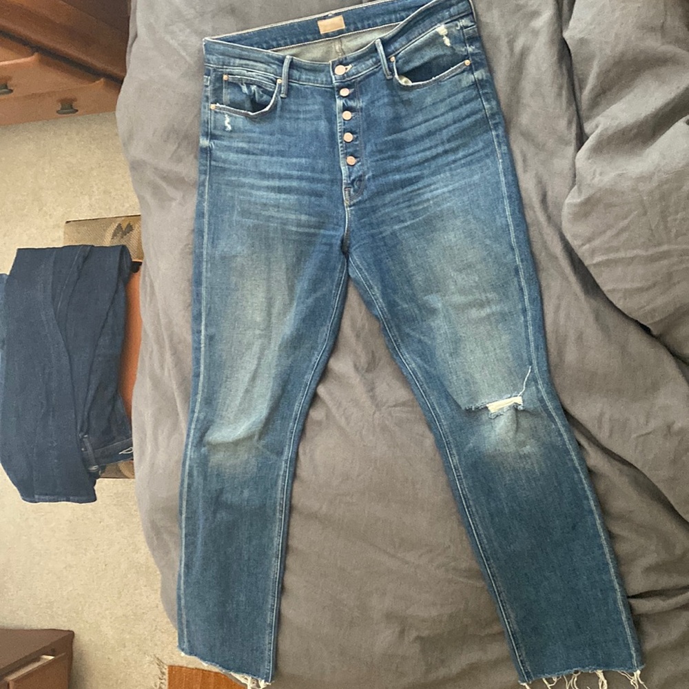 Mother Denim Pixie Dazzler ankle fray